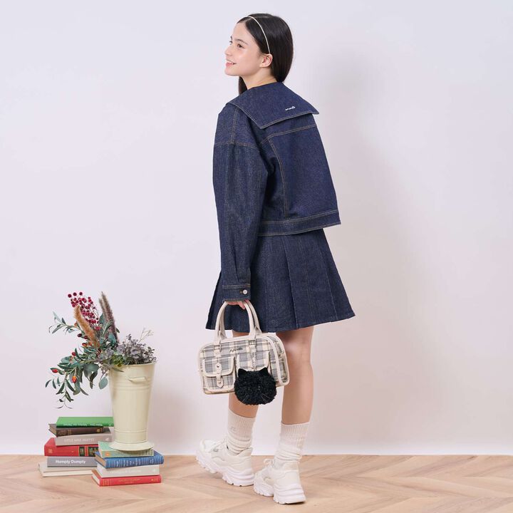 Lame Denim Skirt,Navy, medium image number 14