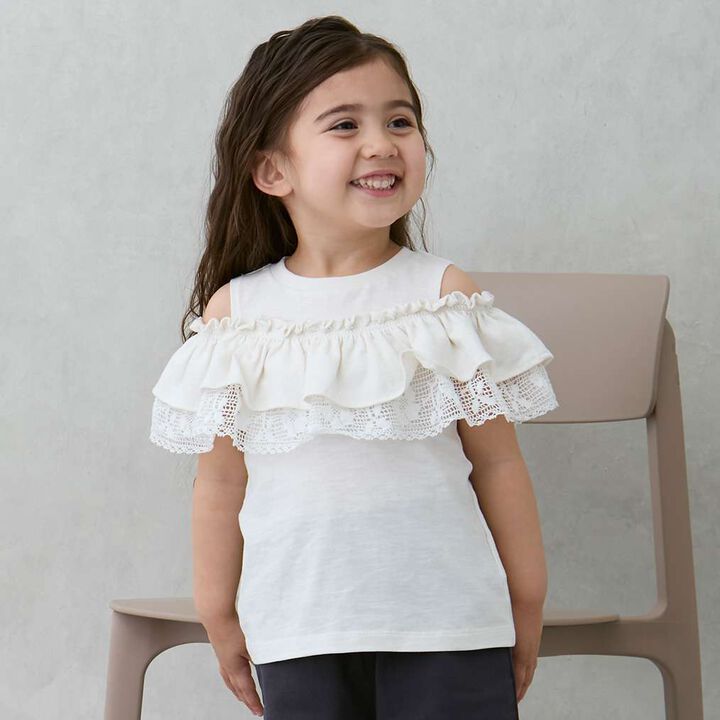 [Cool Touch/Link] Lace T-Shirt,Pearl white, medium image number 8