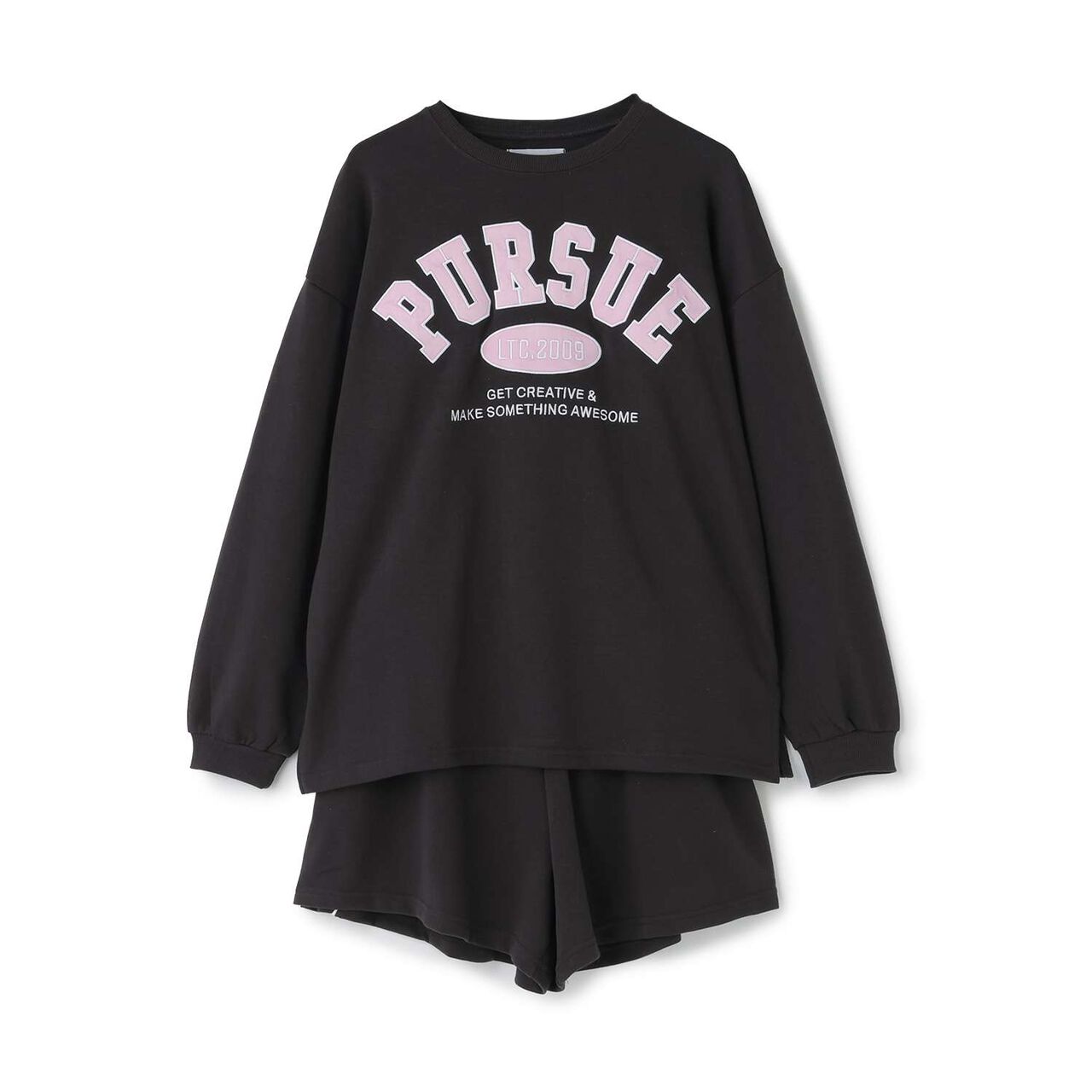 College Logo Mini Lined Long-Sleeve & Half Pants Set,Top gray, large image number 7