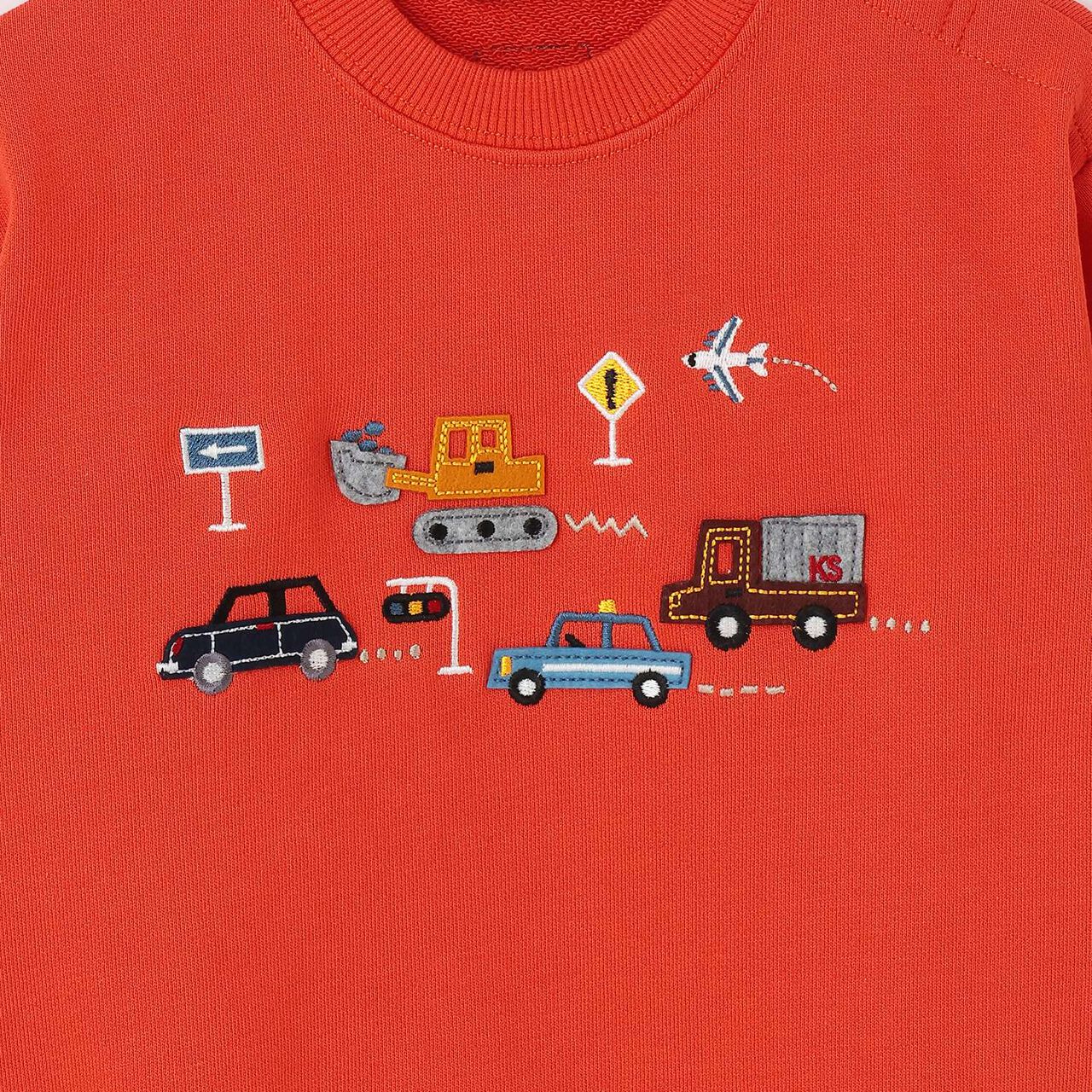 [Restock] Vehicle Appliqué Sweatshirt,Brick, large image number 3
