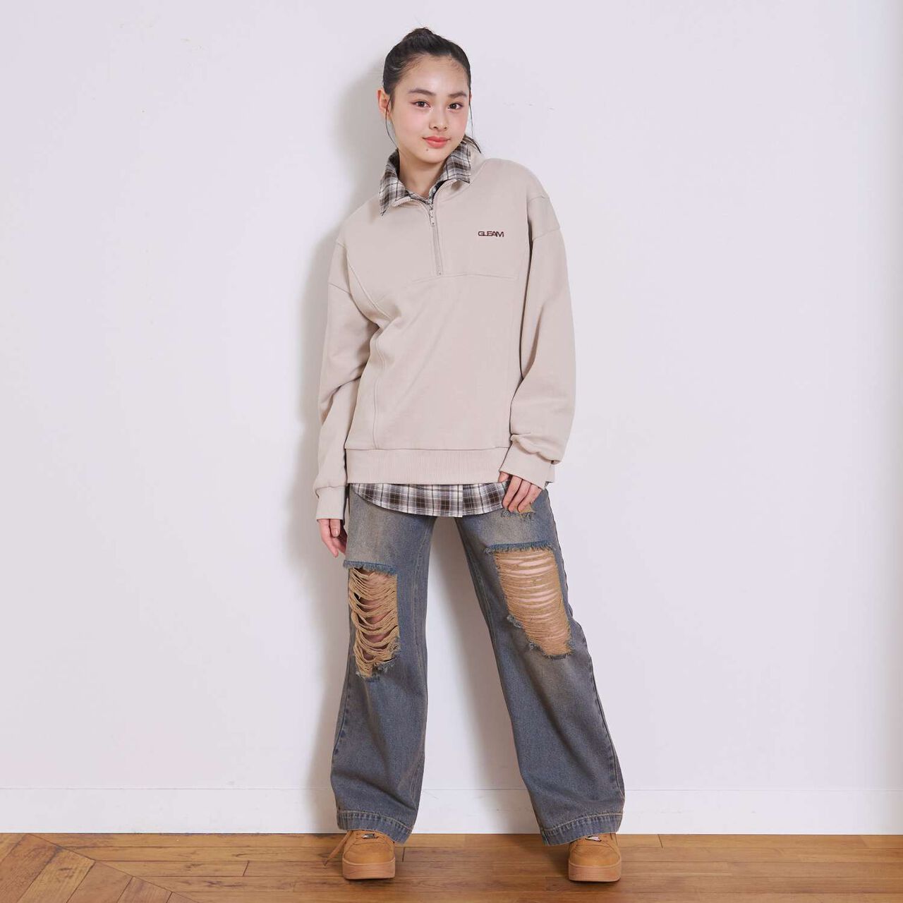 [LTXC/Cotton 100%] Half ZIP Pullover,Smoke white, large image number 9