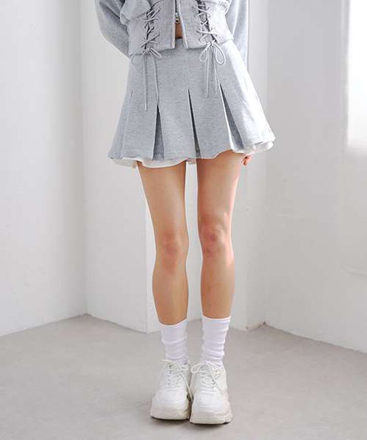 Layered Cut Pleated Mini Skirt,, medium