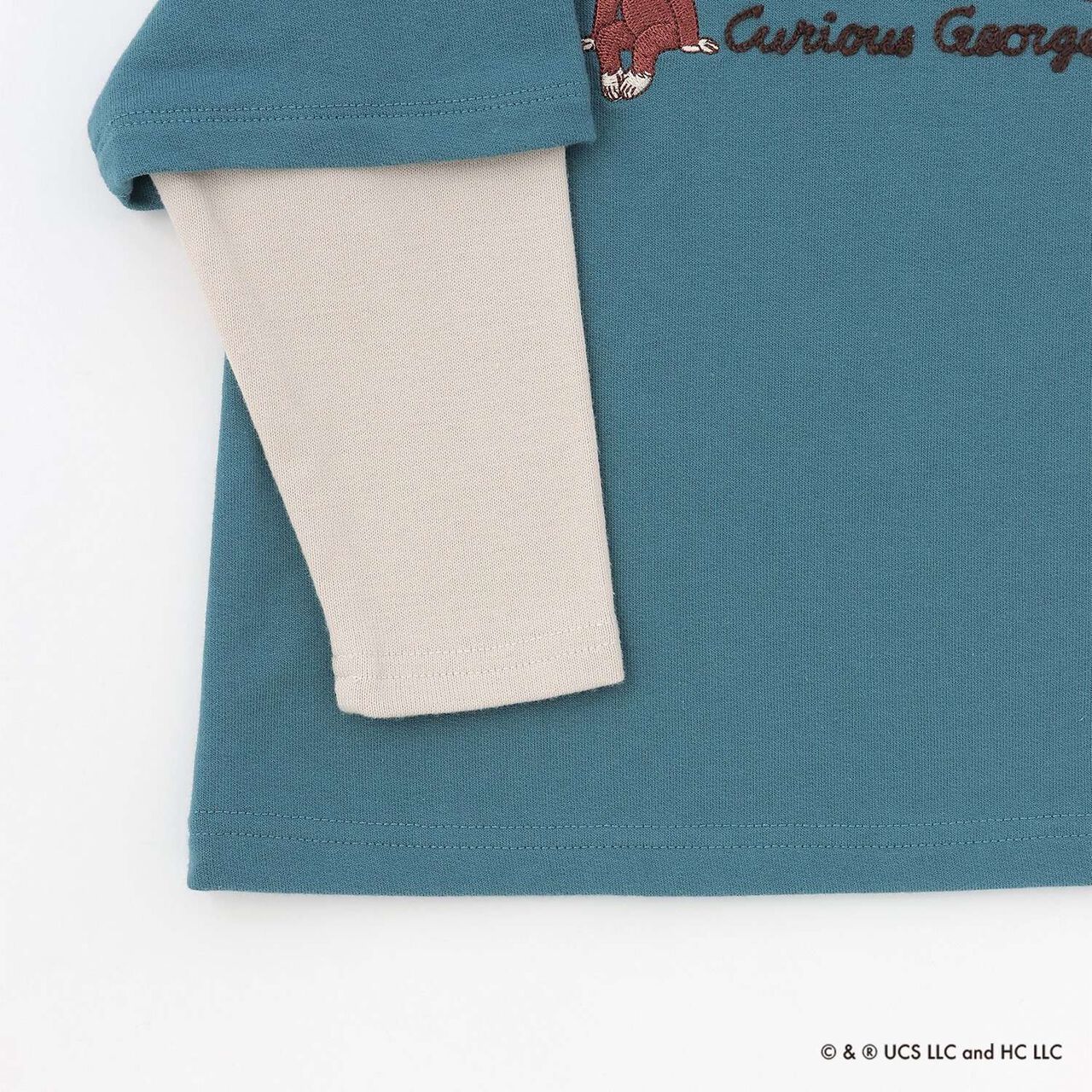 Curious George Layered Long-Sleeve Sweatshirt,Charcoal gray, large image number 10