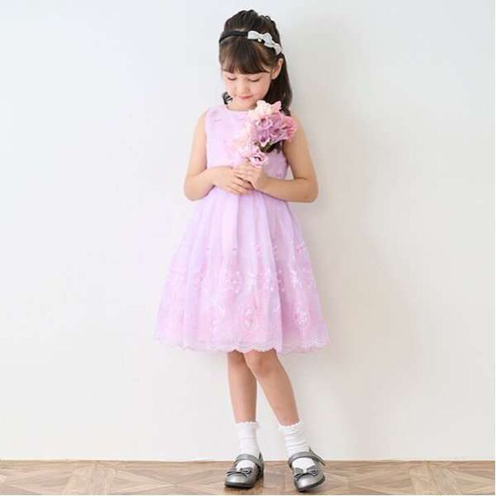 Rose Embroidery Organza One-Piece Dress,Black, medium image number 6