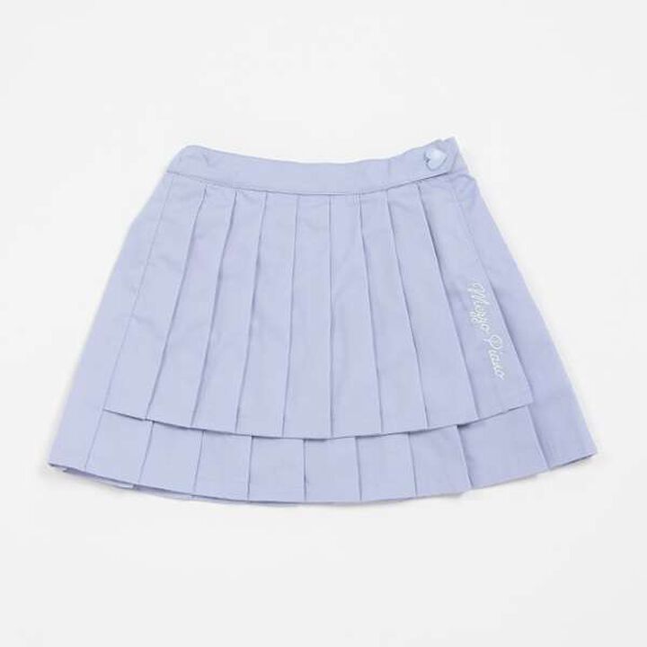 2-Tier Pleated Wrap Skirt Shorts,Blue, medium image number 4