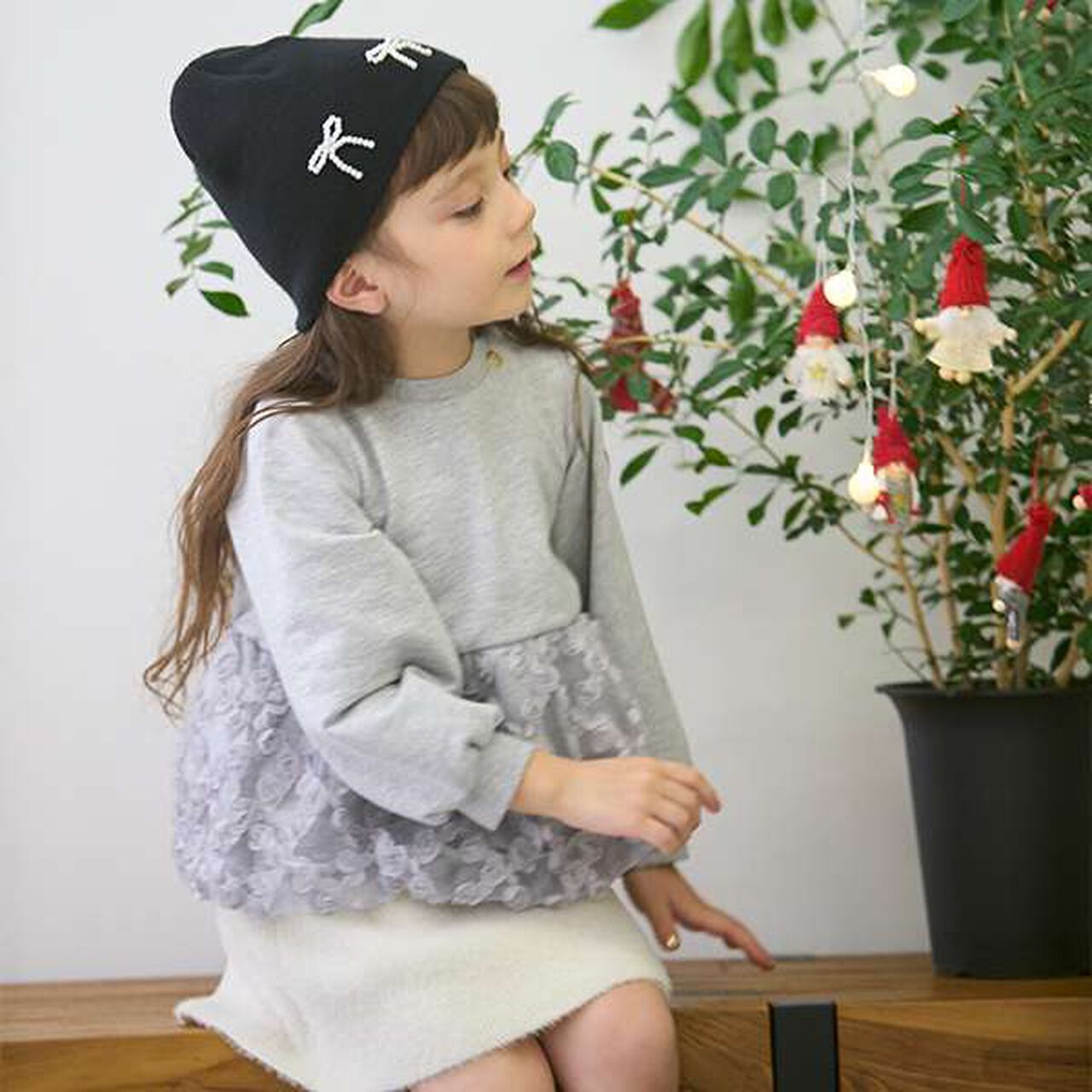 [Link] Jacquard Peplum Sweatshirt (Kids),Navy, large image number 7