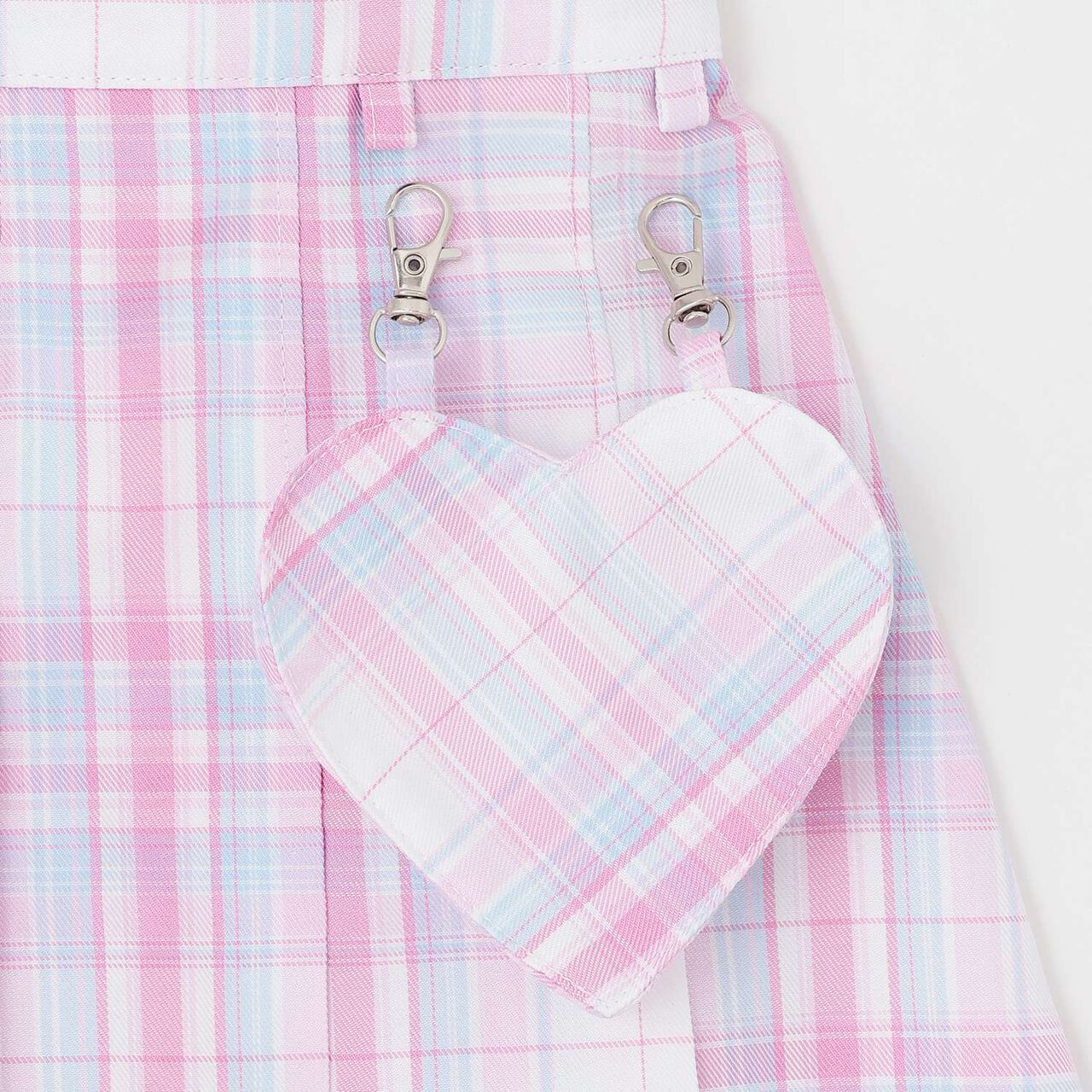 Heart Pouch Wrap-Style Checkered Culotte Skirt,Pink, large image number 8
