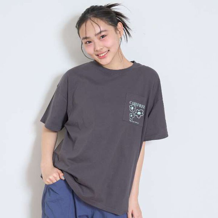 [7days] Flower Pocket Big T-Shirt,Charcoal gray, medium image number 3