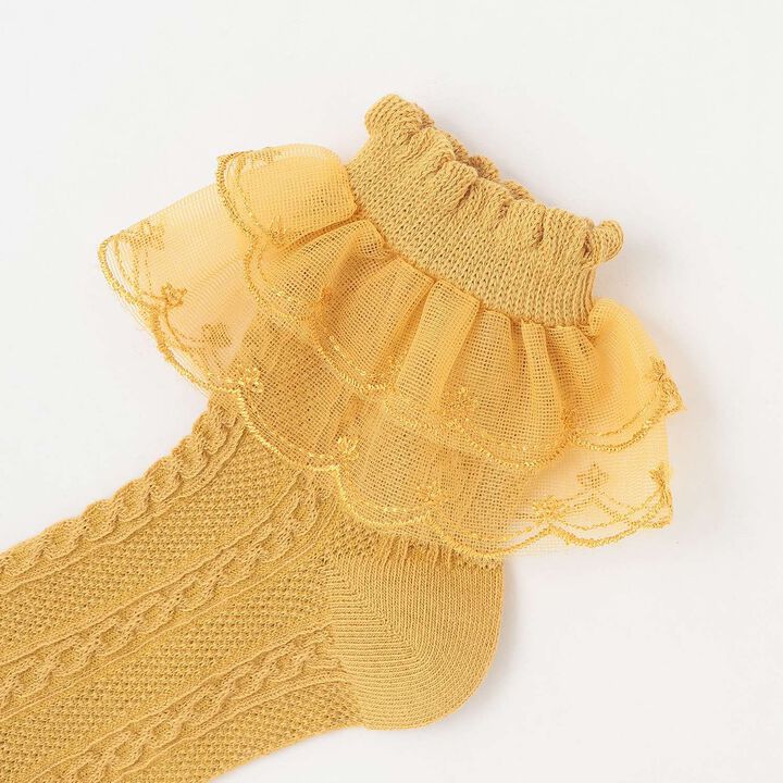 Lace-Trimmed Socks,Brown, medium image number 6