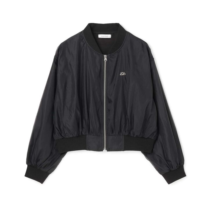 Sheer Bomber Jacket,Black, medium image number 0