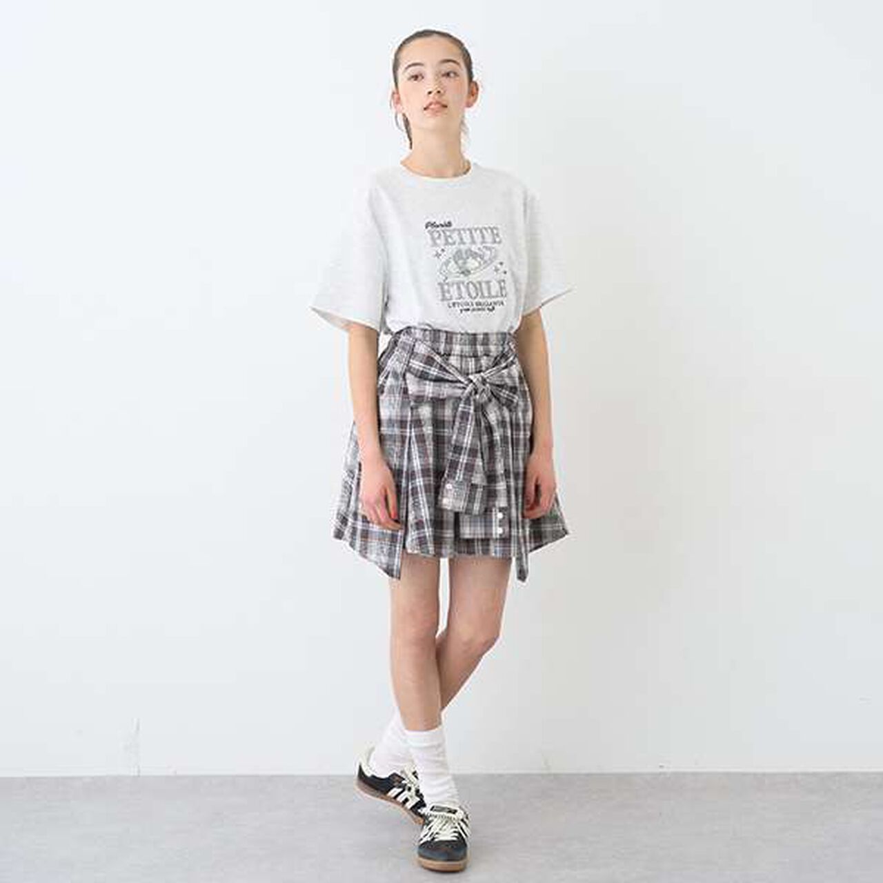 Shirt-Wrapped Checkered Culottes,Brown, large image number 22