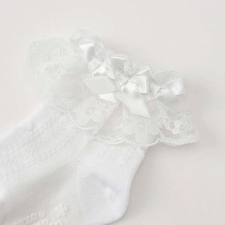 Classic Satin Ribbon Socks,White, medium image number 1