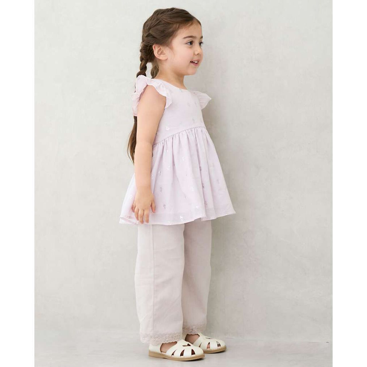 [Link] Side Lace Wide Pants (Kids),Pearl white, large image number 1