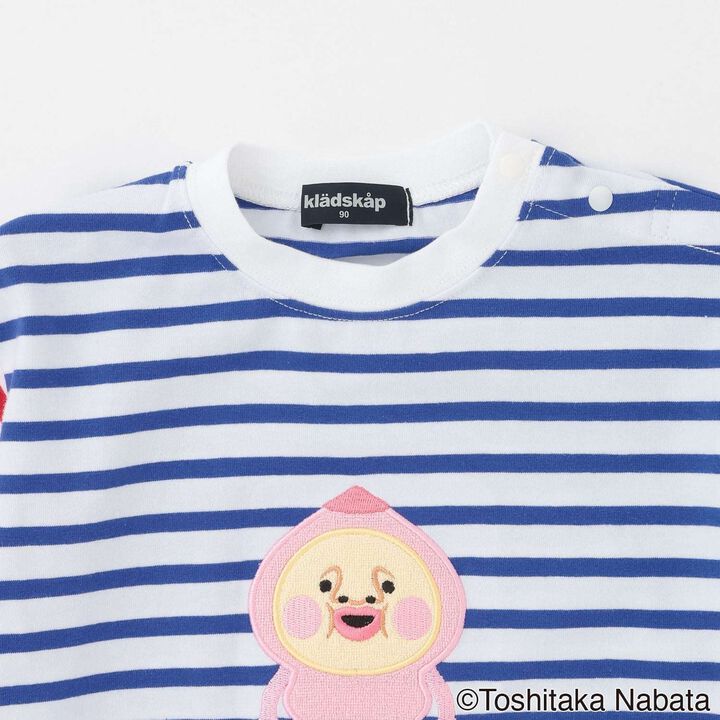 [Kobito Zukan] Stripe Pattern Short-Sleeve T-Shirt,Navy, medium image number 2