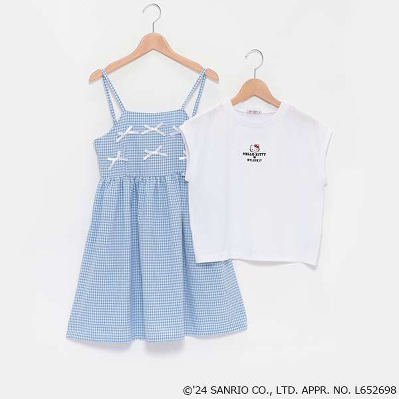 Hello Kitty Gingham Camisole One-Piece Dress Set,Blue, large image number 12
