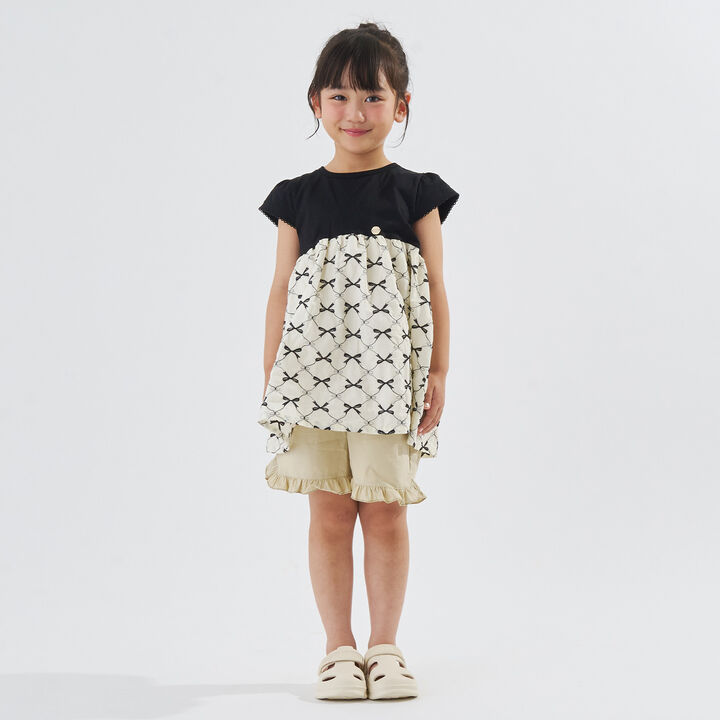 緞帶刺繡拼接上衣,黑色, medium image number 5
