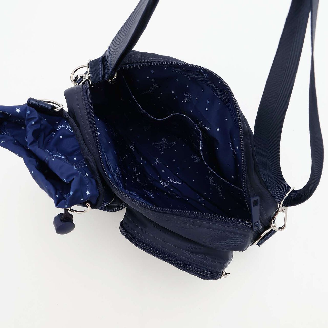 Glow-in-the-Dark Print Shoulder Bag with Bottle Holder,Lavender, large image number 17