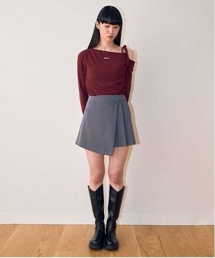 One-Shoulder Ribbon Tereko,Black, medium image number 13