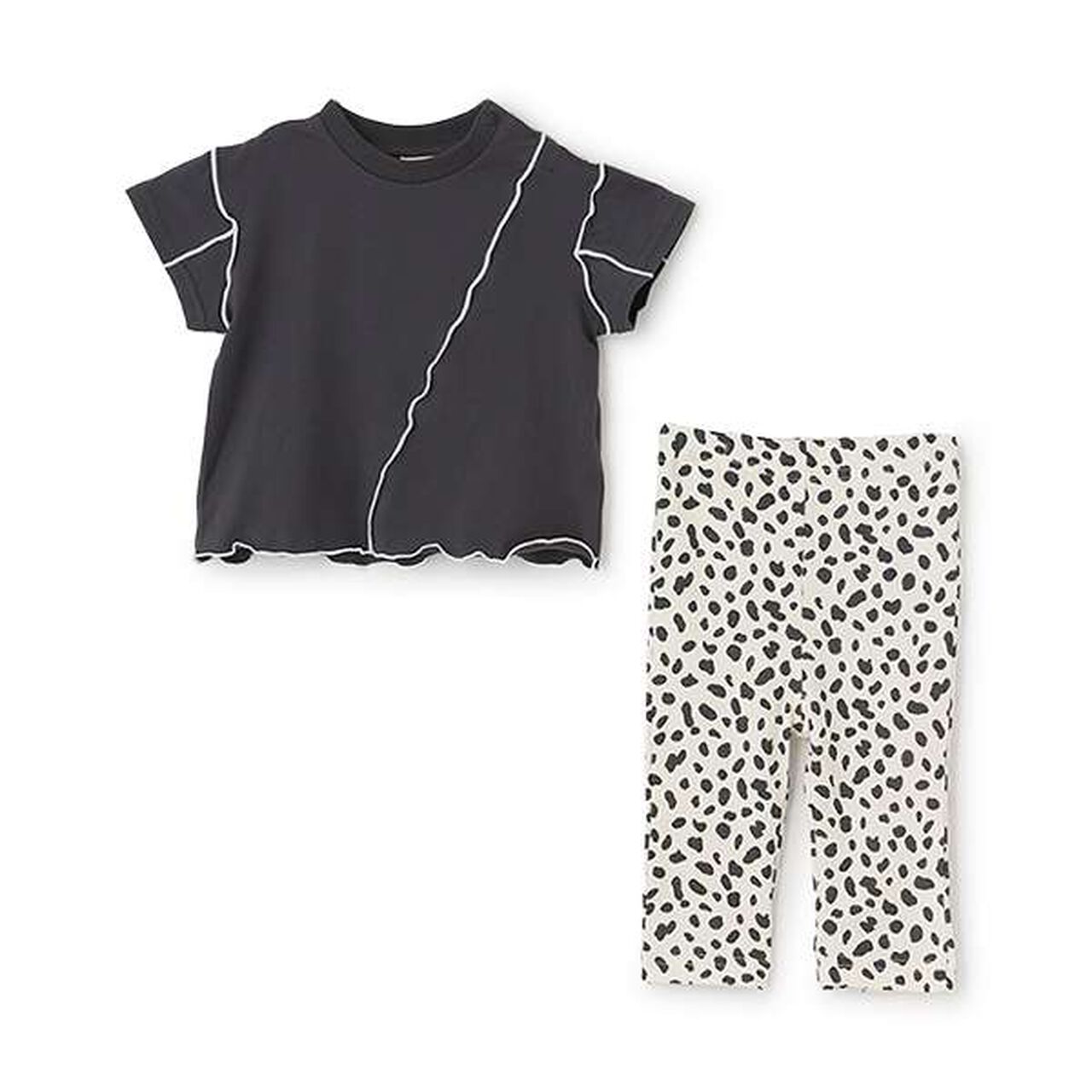 Animal Pattern Outfit Set,Black, large image number 0