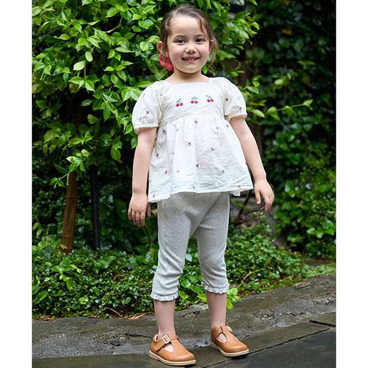 Cherry Embroidery Puff Blouse,Ivory, large image number 4