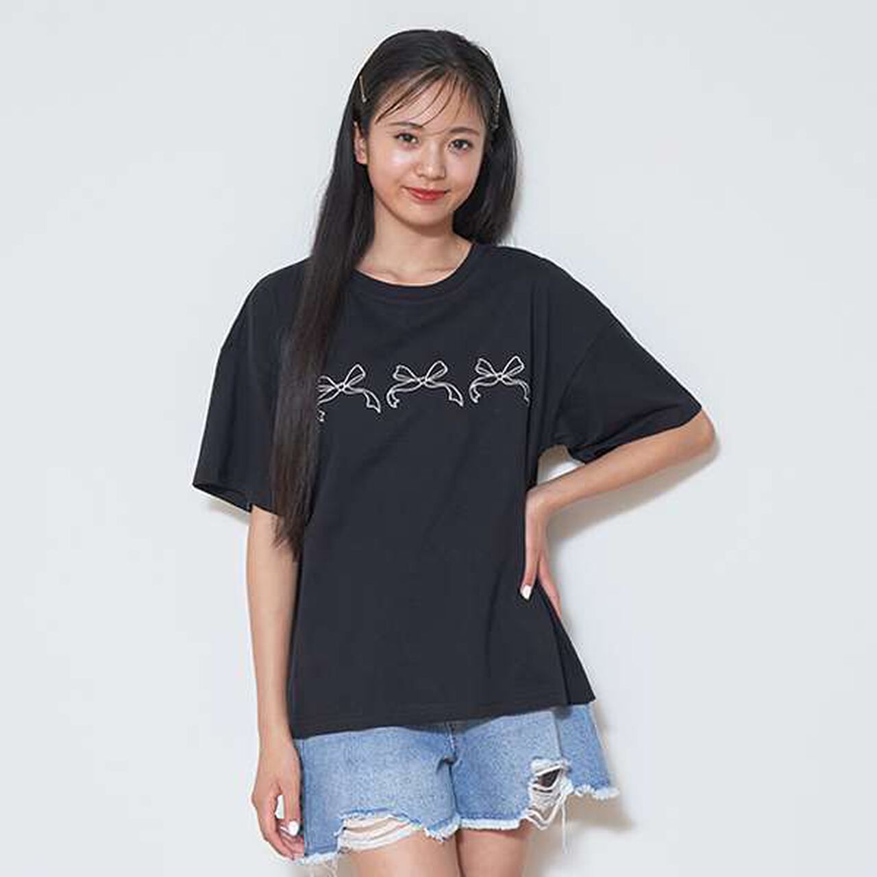 Ribbon Embroidered Half T-Shirt,Mocha tea, large image number 11