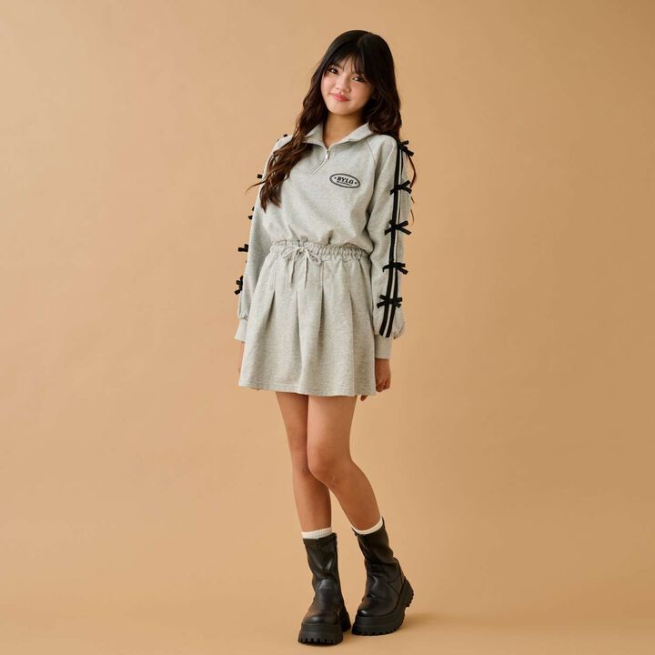 Sleeve Ribbon One-Piece Dress,Medium gray, medium image number 1