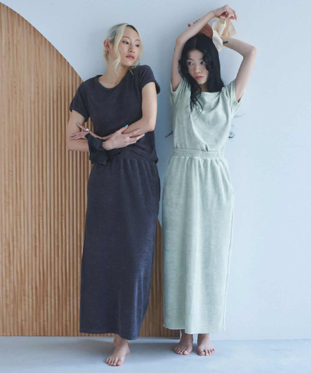 Pile Long Skirt,Light green, large image number 14