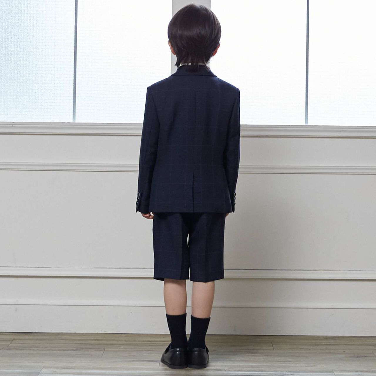 [Formal] Checkered Jacket & Half Pants Set,Light khaki, large image number 2