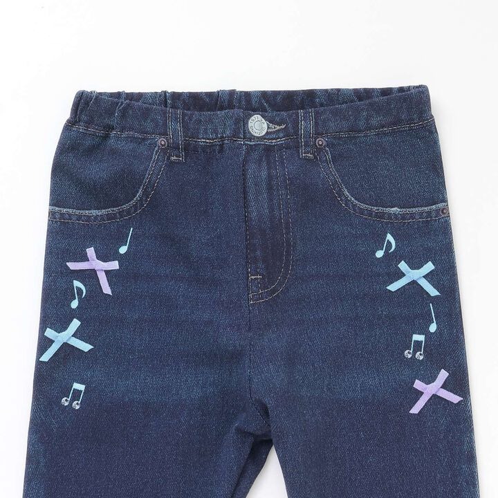 Denim-Style Transfer Print Bare Jersey Leggings,Navy, medium image number 2