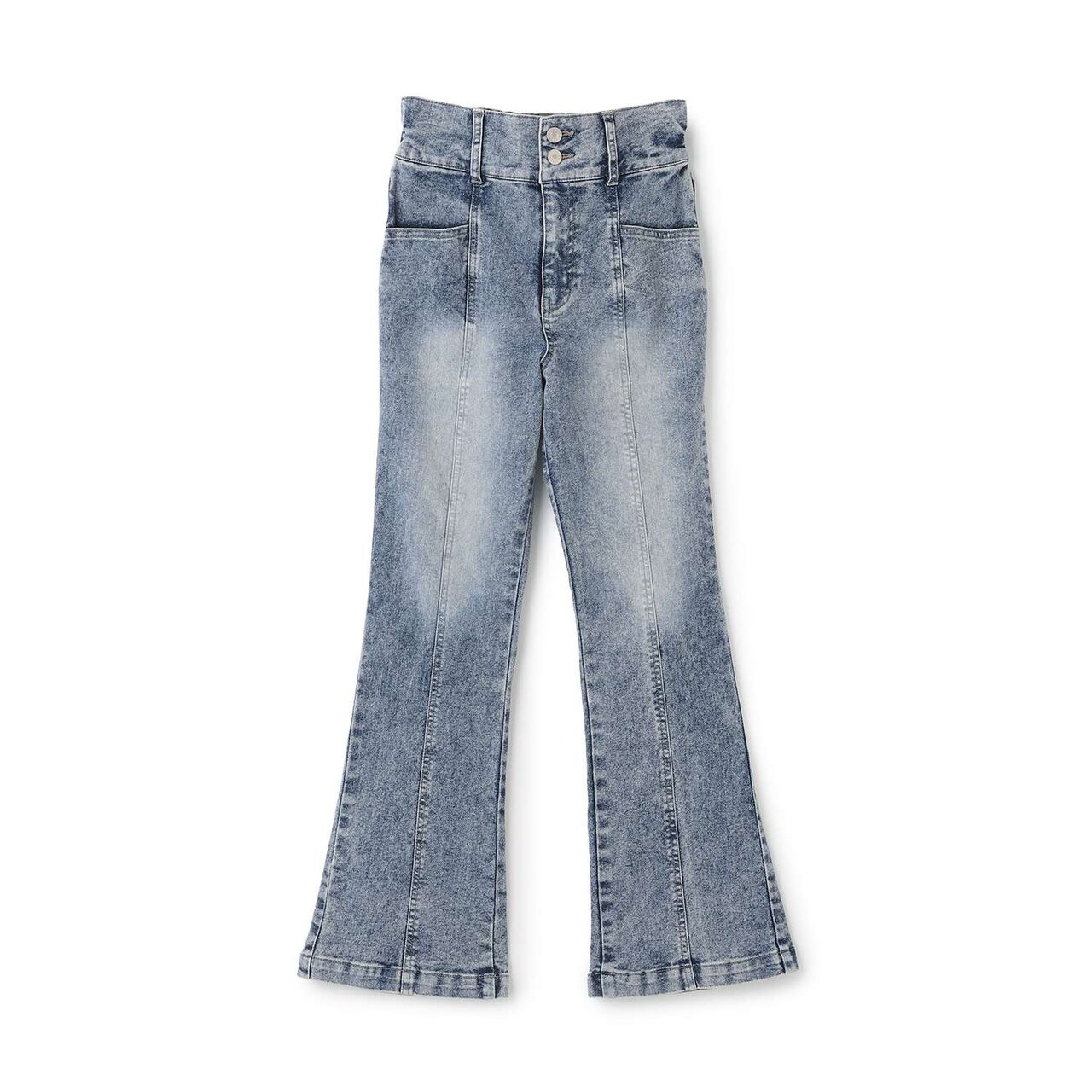 [Stretch] Stylish Flare Denim Pants,Sax blue, large image number 16