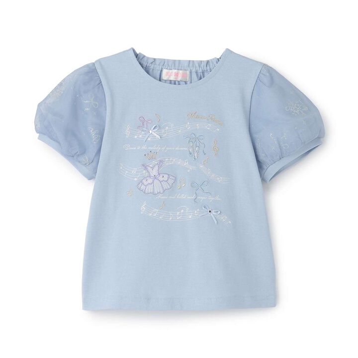 Ballet & Music Note Puff Sleeve T-Shirt,Lavender, medium image number 4