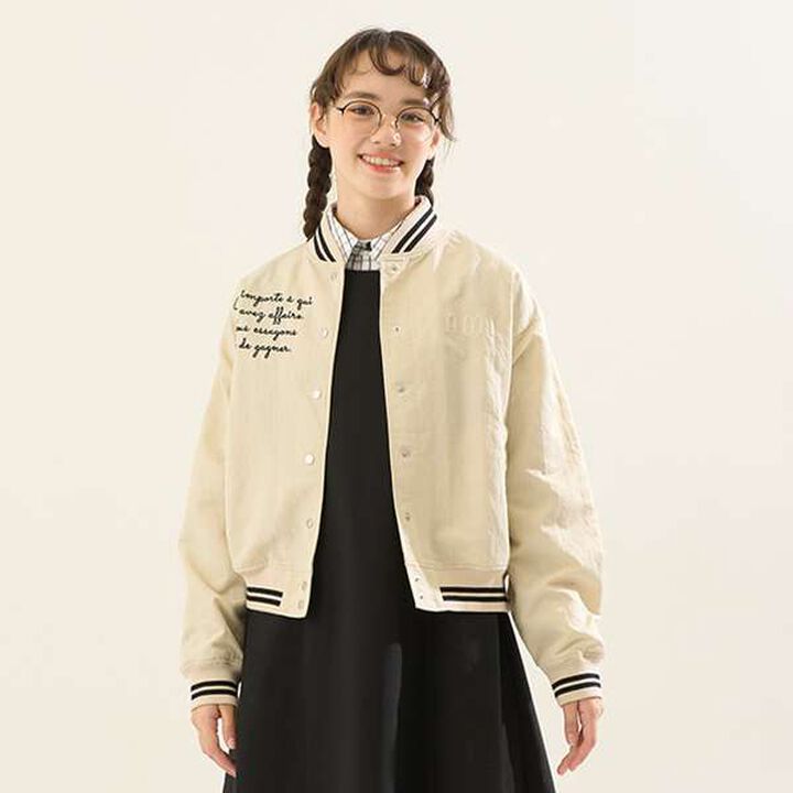 [AMI] Water-Repellent Ribbed Varsity Jacket,Ivory, medium image number 8