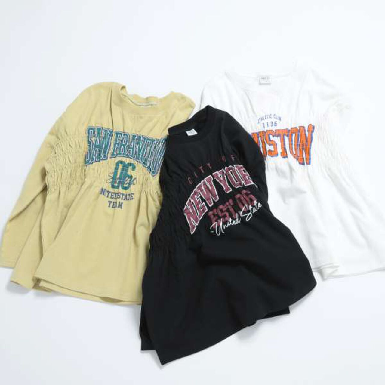 [Link] Team Logo Shirring Long Sleeve T-Shirt,Off white, large image number 3