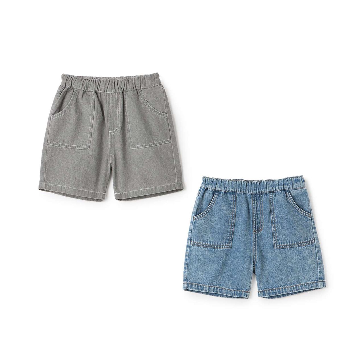 [Cool Touch] Bleached Denim Half Pants,Light gray, large image number 9