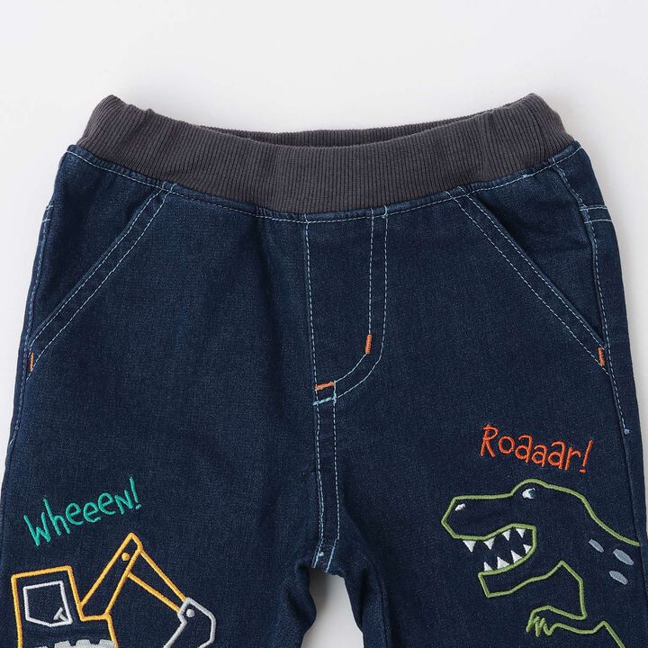 Dinosaur and Heavy Machinery Long-Length Straight Pants,Navy, medium image number 2