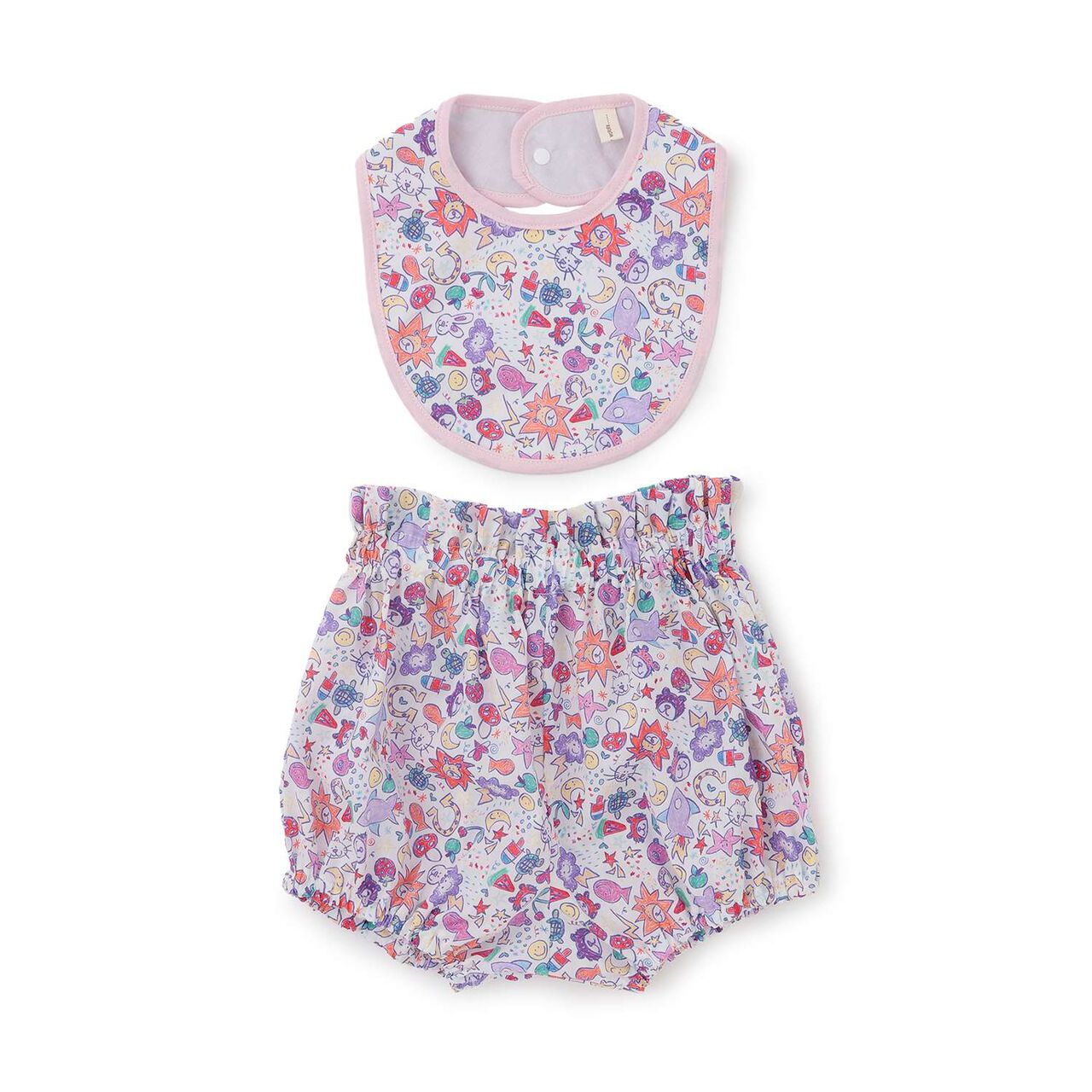 Sustainable Liberty Bib & Bloomer Set [Made in Japan],Pink, large image number 0