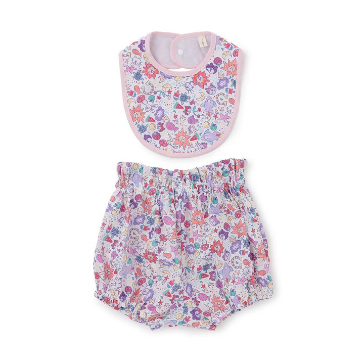 Sustainable Liberty Bib & Bloomer Set [Made in Japan],Pink, medium image number 0