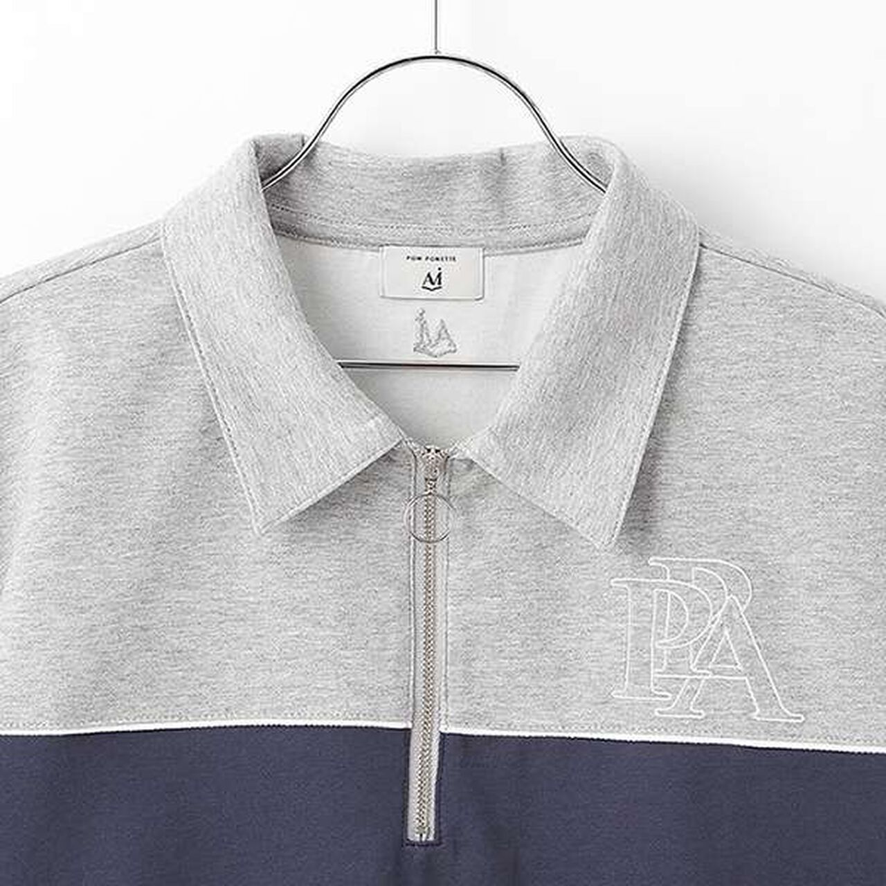 [AMI] Color Block Half-Zip Outfit Set,Top gray, large image number 3