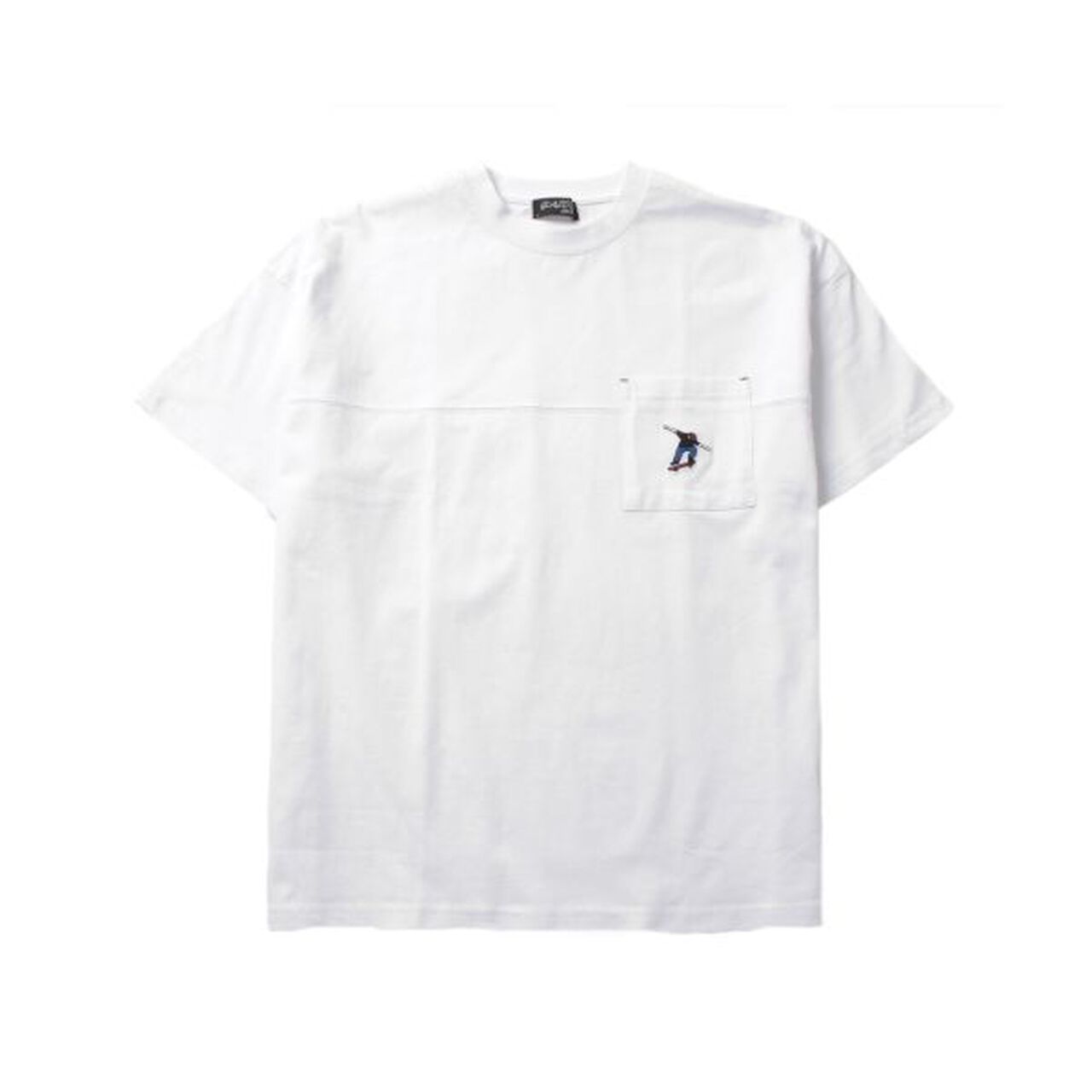 Big Short Sleeve T-Shirt with Pocket Embroidery,White, large image number 4