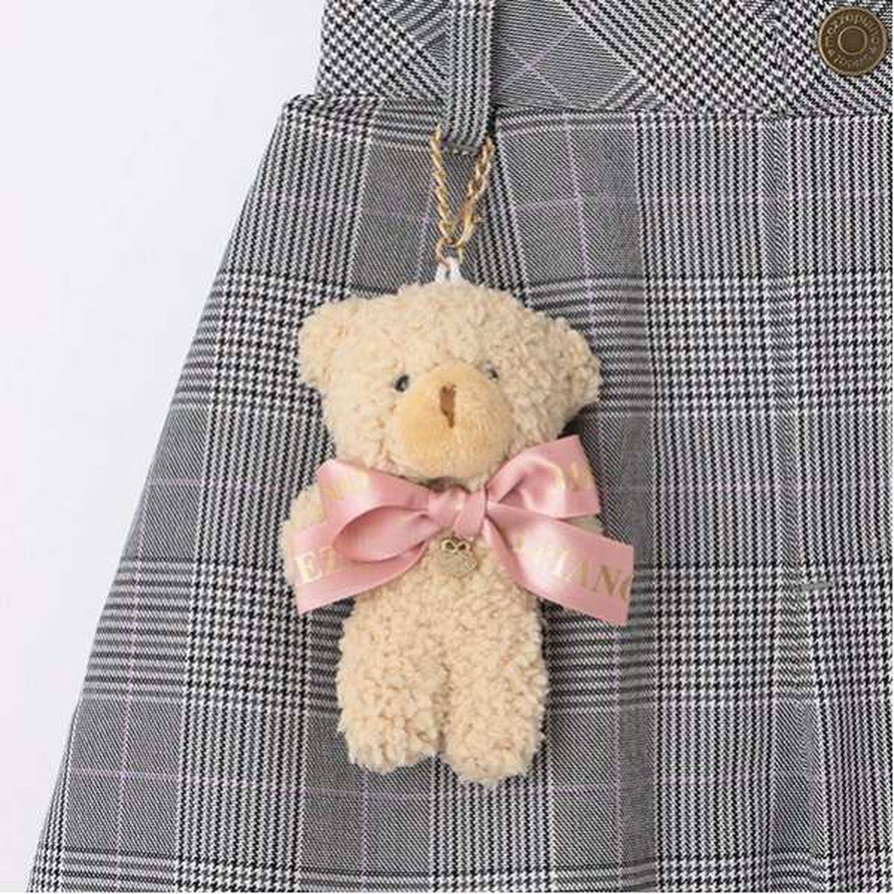 Glen Check Shorts with Bear Charm,Black, large image number 15