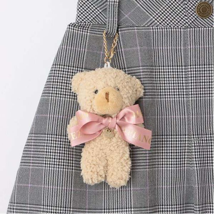 Glen Check Shorts with Bear Charm,Black, medium image number 15