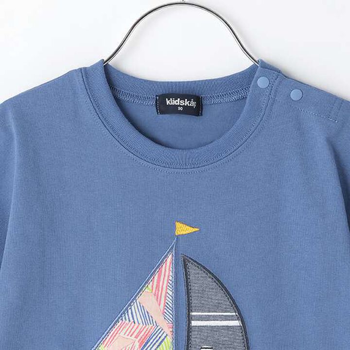 Yacht Appliqué Short Sleeve T-Shirt,Blue, medium image number 3