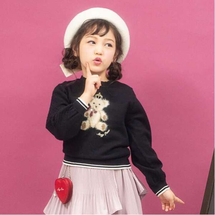 Teddy Bear Knit Pullover,Black, medium image number 0