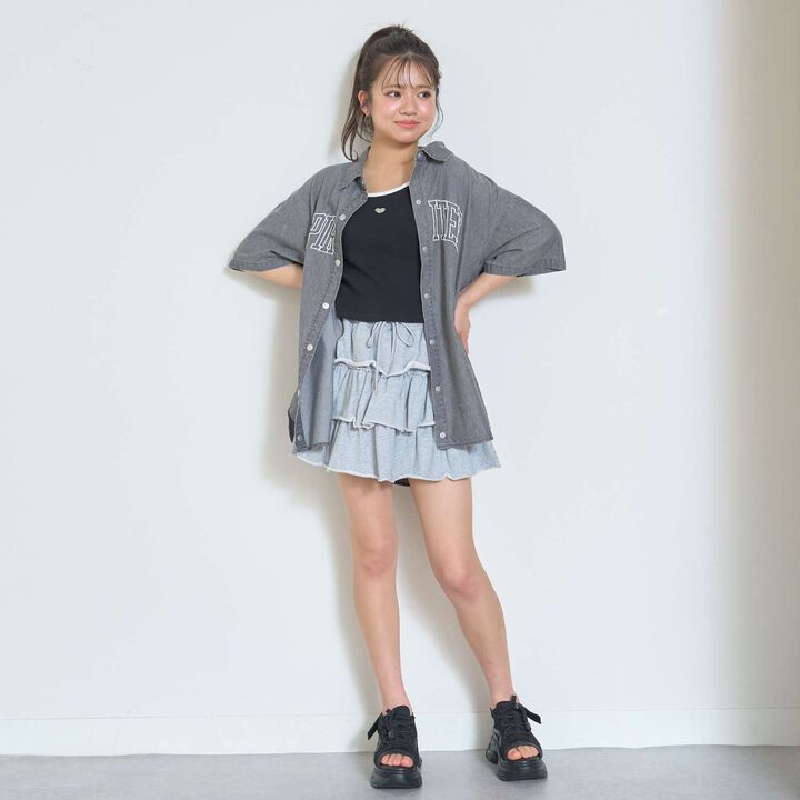 [LTXC/Cool Touch] Denim Loose Tunic Shirt Dress,Gray, medium image number 2