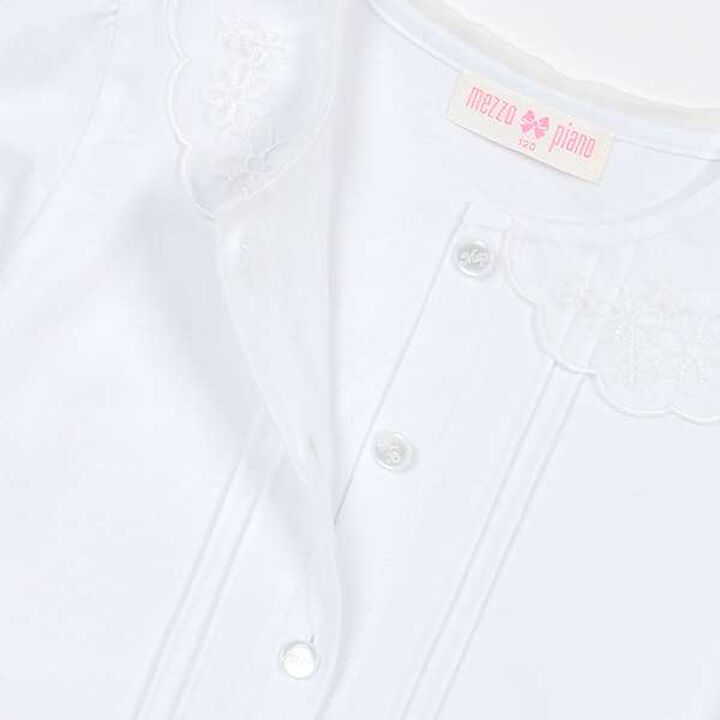 Scallop Trim Collar Cut and Sew Blouse,White, medium image number 3