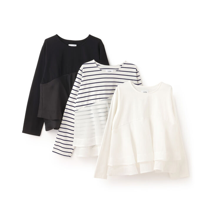 Organza Docking Long-Sleeve T-Shirt,Striped, medium image number 13