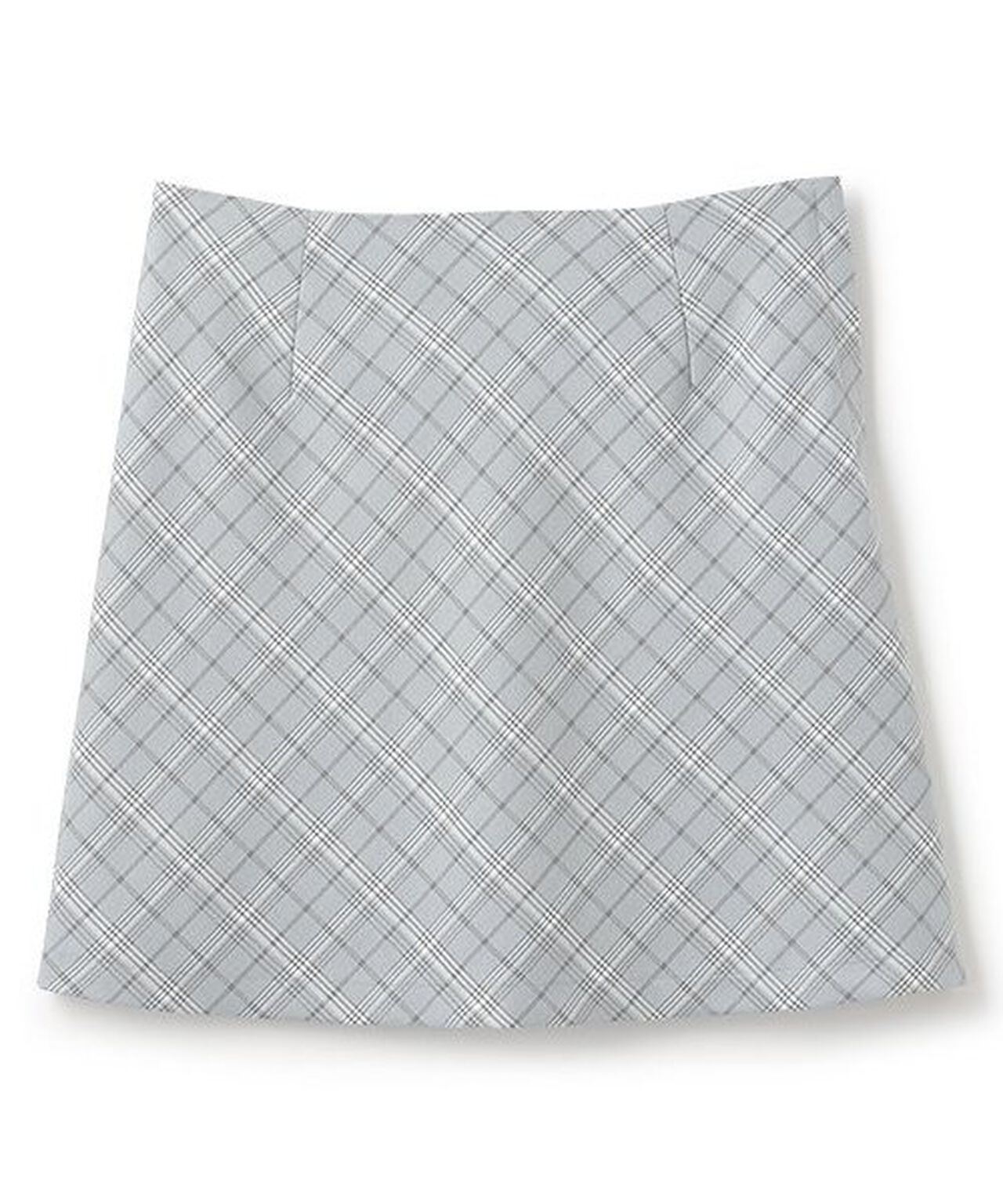 Trapezoid Checkered Skirt,Gray, large image number 5