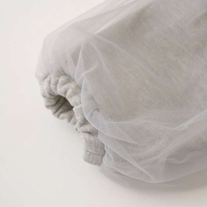 Wool Lined Tulle Sleeve Pullover,Top gray, medium image number 12