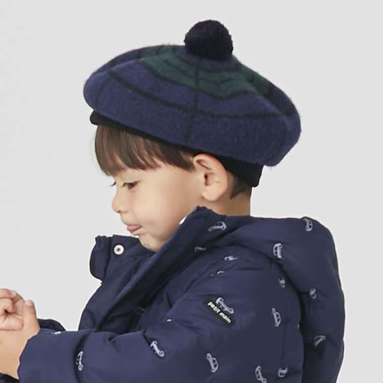 Pom-Pom Beret Hat,Black, large image number 10