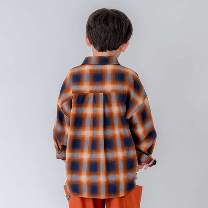 [Link] Ombre Check Emblem Embroidered Shirt,Orange, medium image number 15